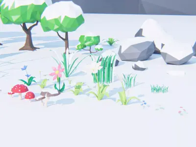 Low-Poly Winter Environment Low-poly 3D model