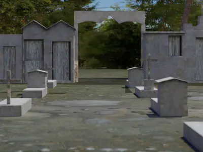 Xcalacoop Colorful Cemetery Yucatan Low-poly 3D model