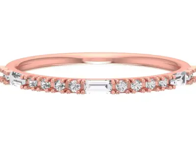 Solitaire Women Light Weight Baguette Stone Band Ring 3D print model shop