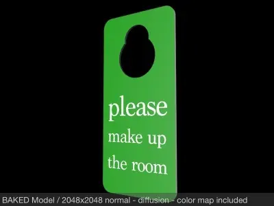 Hotel Room Door Handle Latch Sign Low-poly 3D model