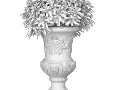 Decorative tree plant shrub classic flower vase planter vase urn 3D model