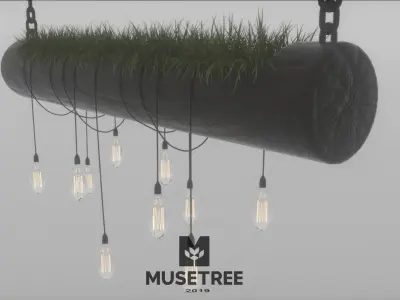 Light Hanging Wood 3D model