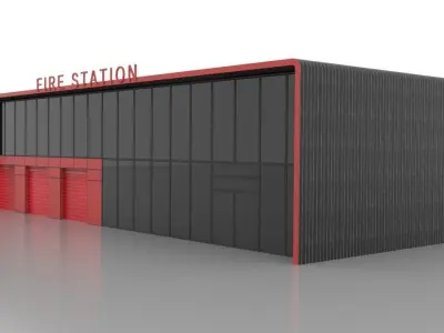 City Fire Station 6 Low-poly 3D model