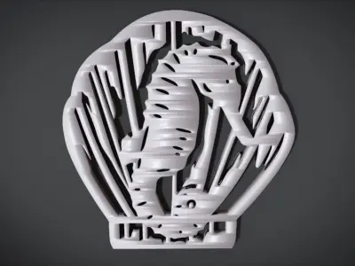 Window ventilation ornaments with Seahorse motifs Low-poly 3D model