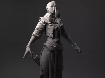 Fantasy Female Character A-pose 3D model