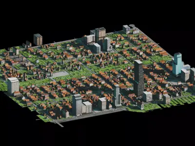  City Cityscape Landscape Urban Block Street Architectural 01 Low-poly 3D model
