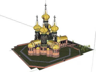 Architecture-Religion-God-Culture-Temple-067 church with gold... 3D model