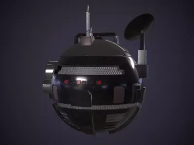 DDB2B spacecraft with radio antenna Low-poly 3D model