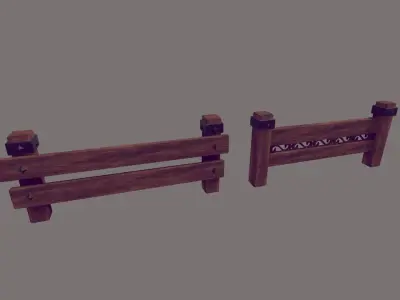 Lamp Posts and Fences Low-poly 3D model