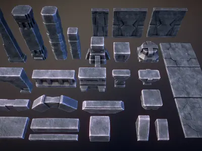 Dwarven ruins Low-poly 3D model