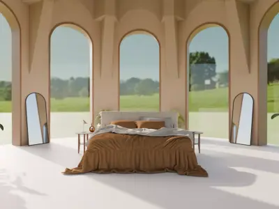 Bed Room 03 - Baked Low-poly 3D model
