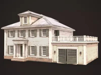 American House Colonial Style Low-poly 3D model
