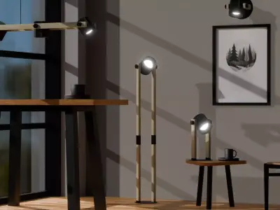 Lamp Set Low-poly 3D model