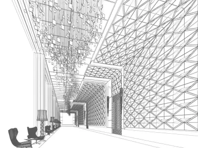 Banquet hall front room 3D model