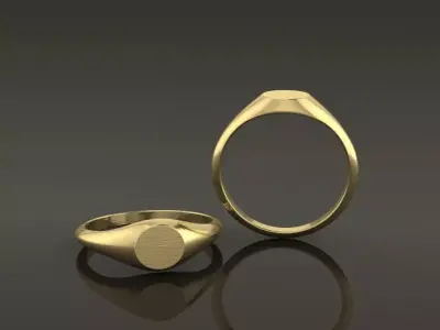 Dainty Thin Signet Ring Round Mix Size 3D print model