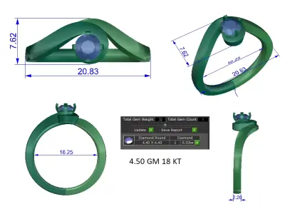 Women Ring  Render 3dm STL OBJ FBX Details 3D print model 118