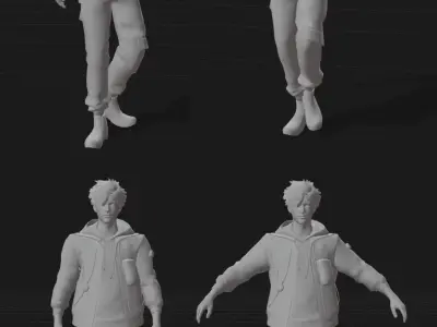 Rigged Fashion techwear man scifi  future Low-poly 3D model