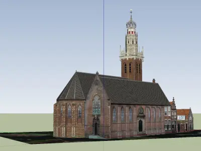 Architecture-Religion-God-Culture-Temple-02 church with clock... 3D model