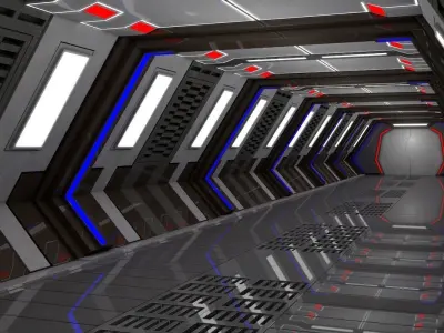 Sci Fi Corridor  3D model 15
