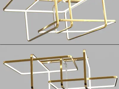 LINKEN gold wall light with squares 3D model