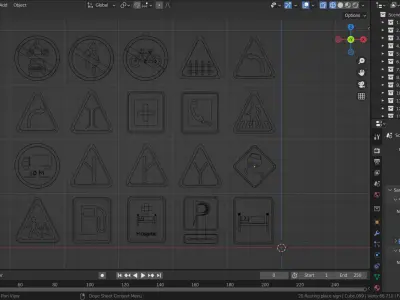 Road sign or Traffic sign 3D icon flat design collection no 3 Low-poly 3D model
