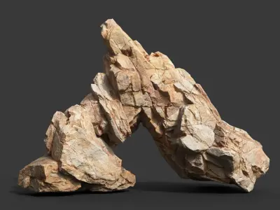 Low Poly Yellow Rock Formation 221219 - Ultra HD 16K Texture Low-poly 3D model