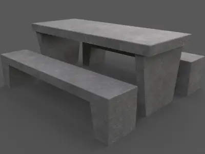 PBR Concrete Picnic Table A Low-poly 3D model