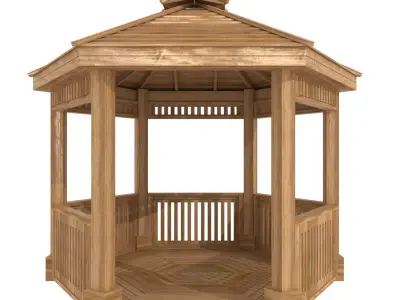 Hexagonal Retreat Pavilion Forever  Redwood 3D model