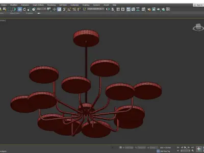 TAVIS modern chandelier with six circular lights Low-poly 3D model
