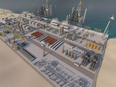 Industrial Factory-Petrochemical-Complex and Oil Gas Rig 3D model