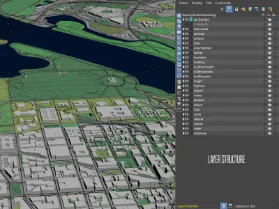 Washington DC USA 20x20km 3D City Map 3D model