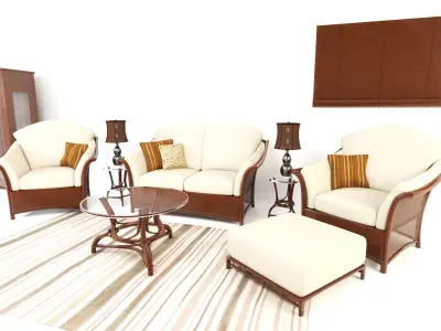 Sofa set 3D model china cabinet with glass doors 3D model