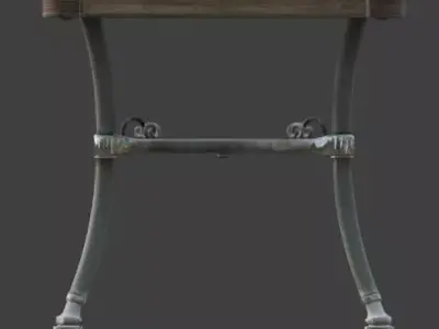 Aged Outdoor Bistro Table 3D Model Low-poly 3D model