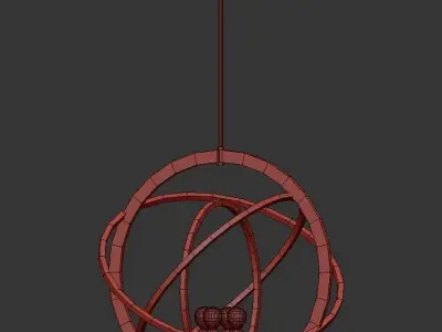 Ibis 4 circular pendant light in chrome and gold 3D model