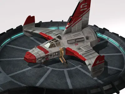 Spaceship with landing dock 3D model