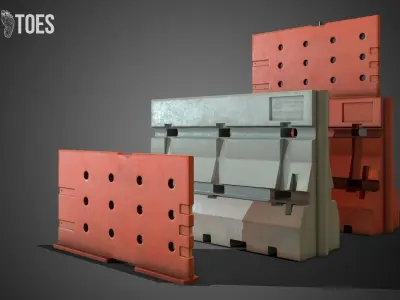 3D Construction Traffic Barricades - Game Ready Low-poly 3D model