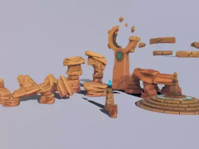 Hand drawn stylized stone Low-poly 3D model