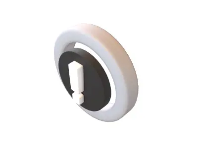 Battery Circle with Exclamation Mark Symbol v1 010 Low-poly 3D model