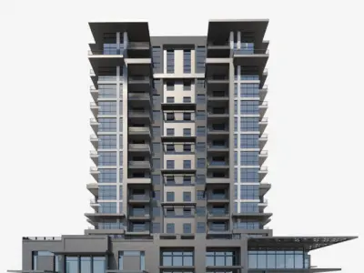 Apartment building 3D model 4