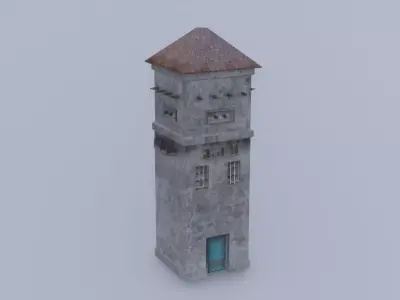 Old railway transformer station Low-poly 3D model