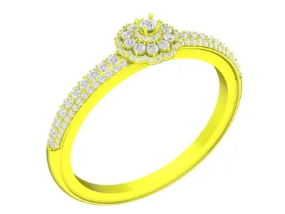 Elegant Halo Pave Diamond Ring 3D Jewelry Model 6491 3D print model