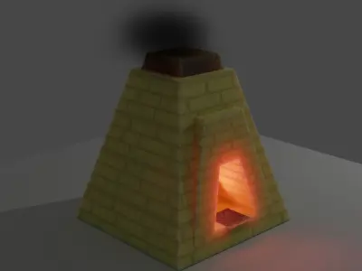 furnace brick stove with light Free low-poly 3D model