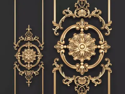 Decor 1 golden ornate ornaments 3D model