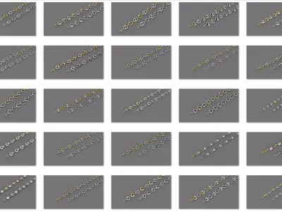 50 Light Weight Chain Bracelet 3dm stl details 1 render Pack 3D print model