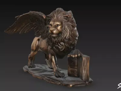 Lion Statue V46 Low-poly 3D model