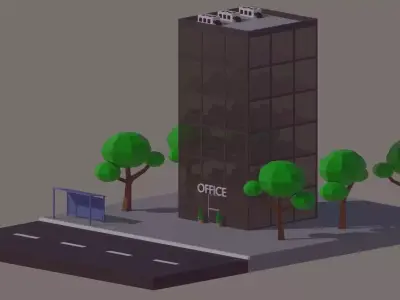 Low Poly Skyscraper Highrise Office Building Low-poly 3D model