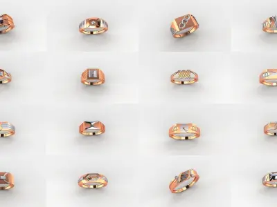 253 Plain Gold Light weight minimalist Rings 3dm stl renders 3D Model Pack