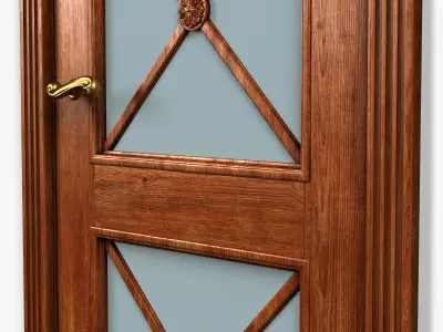 Door0034 wooden door with glass panels 3D model
