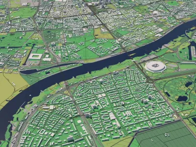 Warsaw 30x30km City Map 3D model