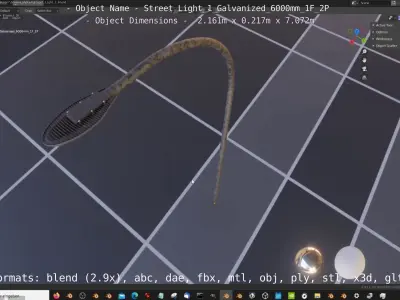 Street Light 1 Galvanized 6000mm 1F 2P Low-poly 3D model